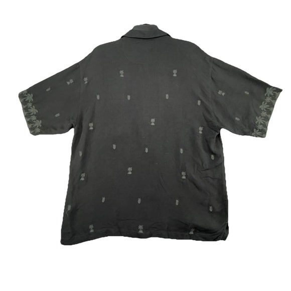 Tommy Bahama Mens Hawaiian Silk‎ Button Down Shirt Vintage Black Large Pineapple - Picture 7 of 7